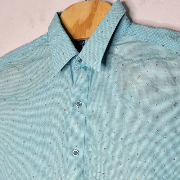 Robert Graham‎ Large L Light Blue Patterned Flip Cuff Long Sleeve Button Shirt - Picture 3 of 6
